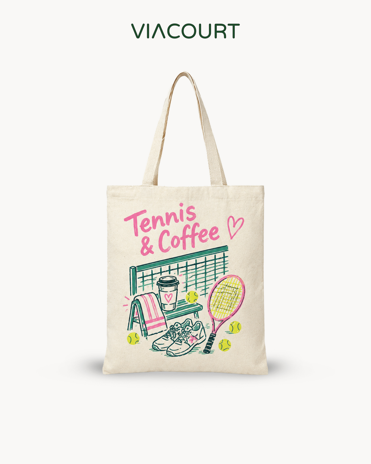 "Tennis & Coffee " Canvas Tote Bag