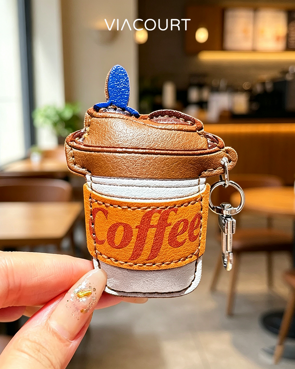 PU Leather Coffee Cup Bag Charm