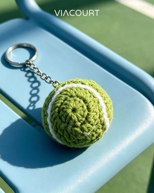 Crochet Tennis Ball Bag Charm
