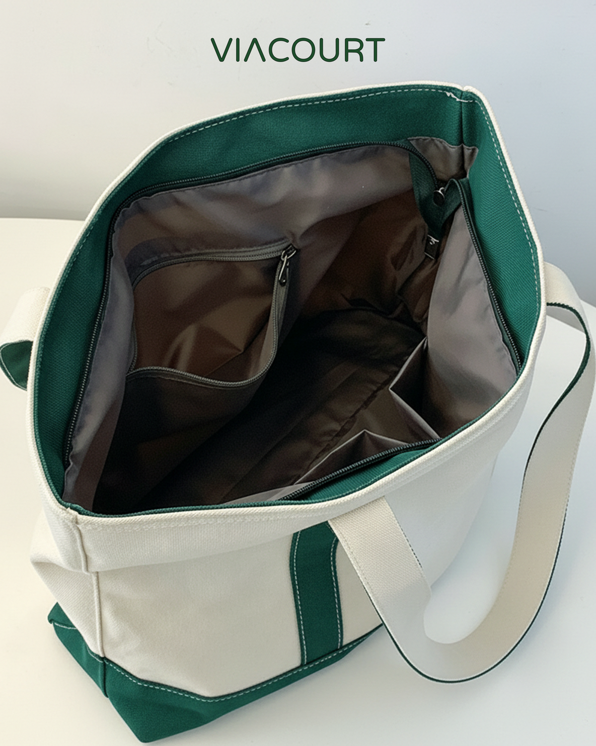 VIACOURT Embroidered Canvas Tote Bag