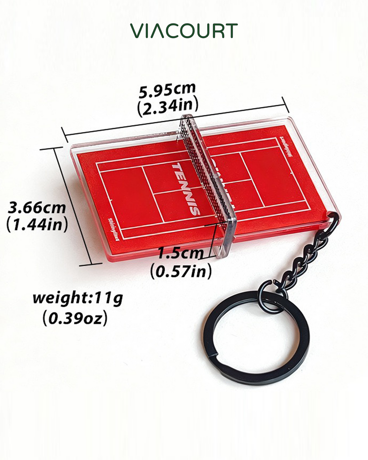Mini Acrylic Tennis Court Bag Charm